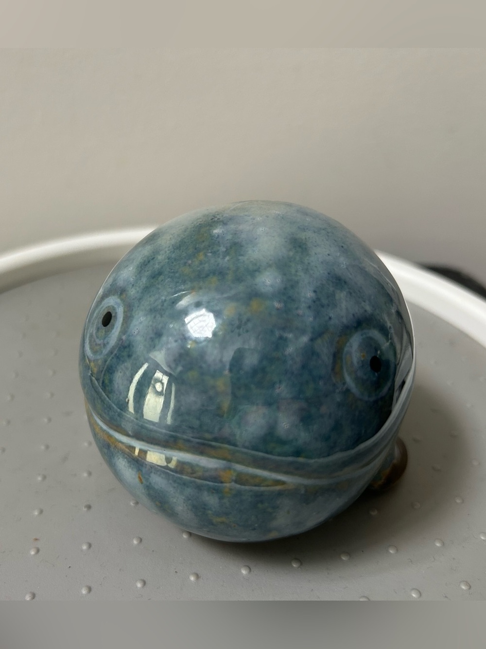 Whale Figurine Happy Pottery Glazed Ceramic Home Decor Blue Brown 5” - Picture 3 of 12